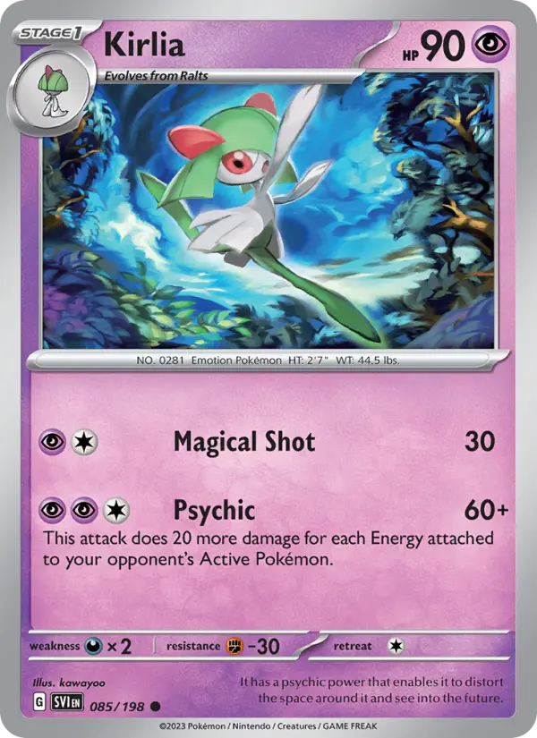Kirlia Common Pokemon card #085 from Scarlet & Violet