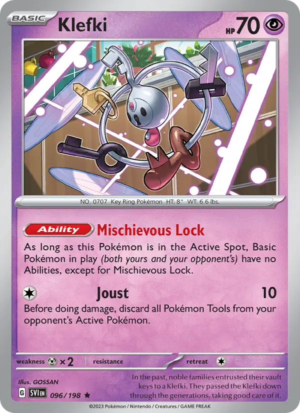 Klefki Rare Pokemon card #096 from Scarlet & Violet