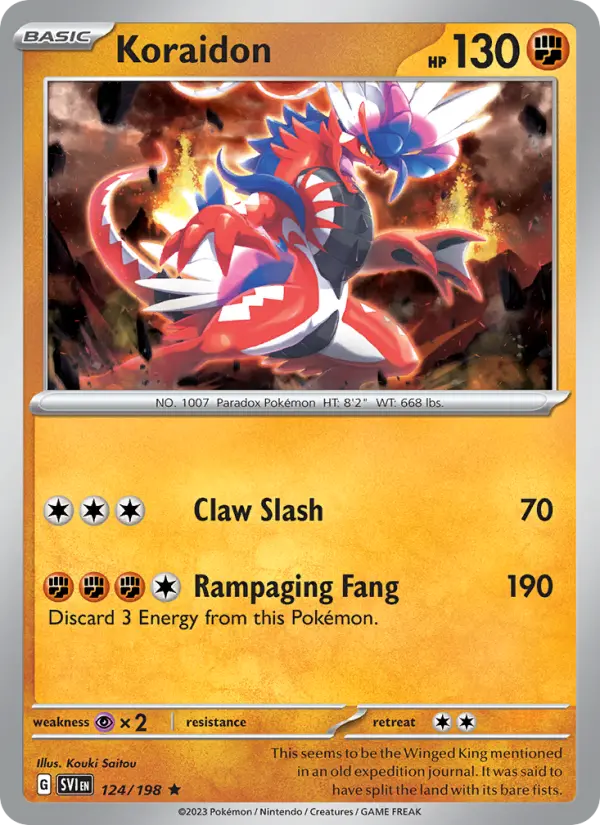Koraidon Rare Pokemon card #124 from Scarlet & Violet