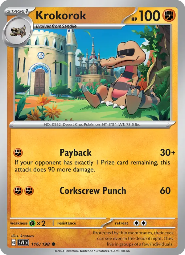 Krokorok Common Pokemon card #116 from Scarlet & Violet