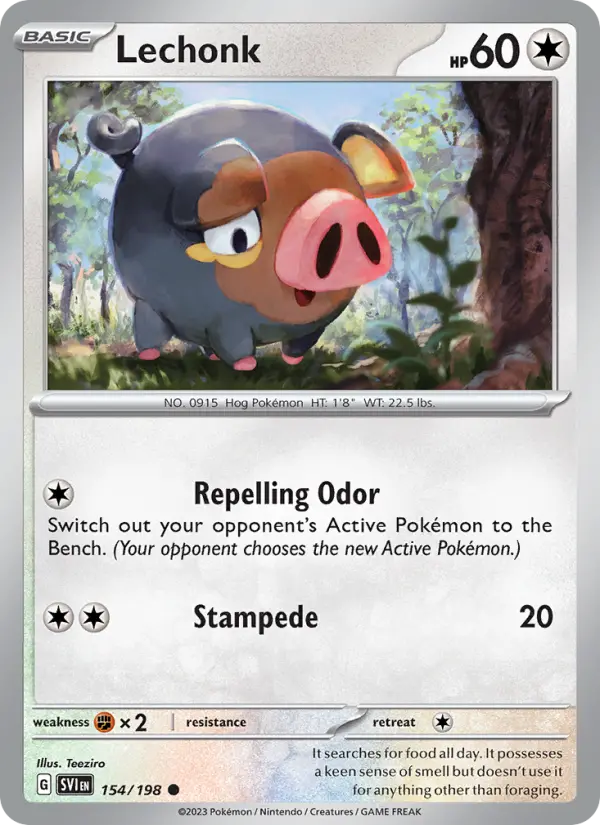 Lechonk Common Pokemon card #154 from Scarlet & Violet