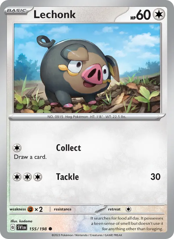Lechonk Common Pokemon card #155 from Scarlet & Violet
