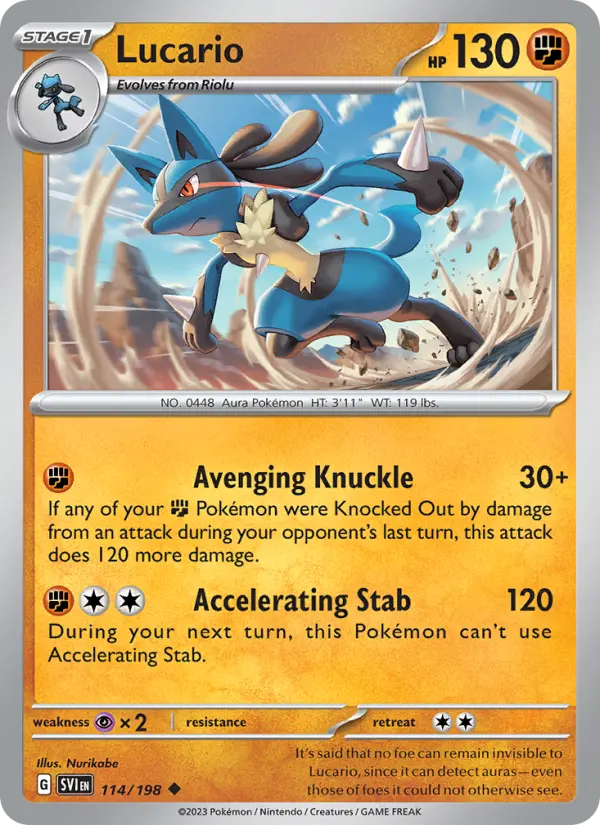 Lucario Uncommon Pokemon card #114 from Scarlet & Violet