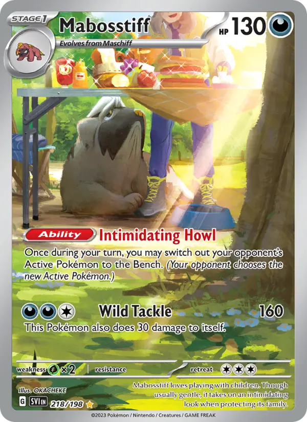 Mabosstiff Illustration rare Pokemon card #218 from Scarlet & Violet