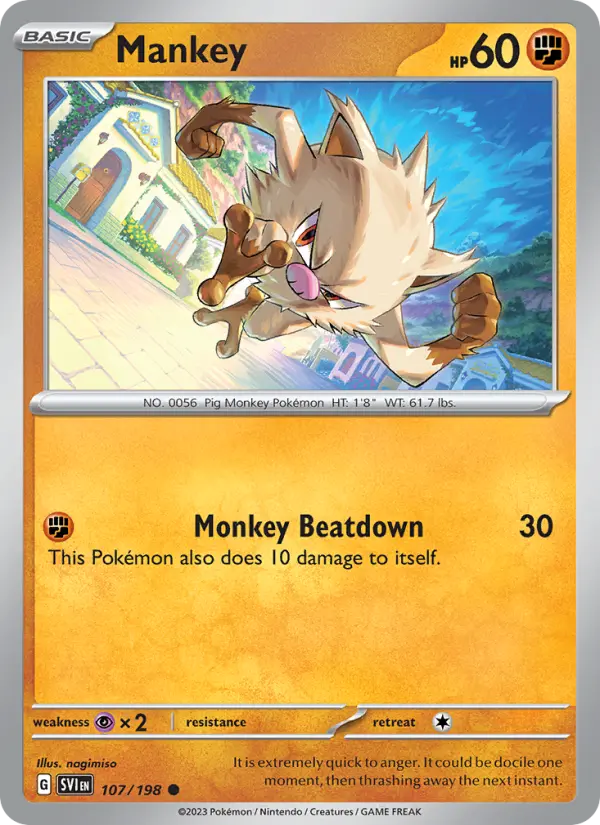 Mankey Common Pokemon card #107 from Scarlet & Violet
