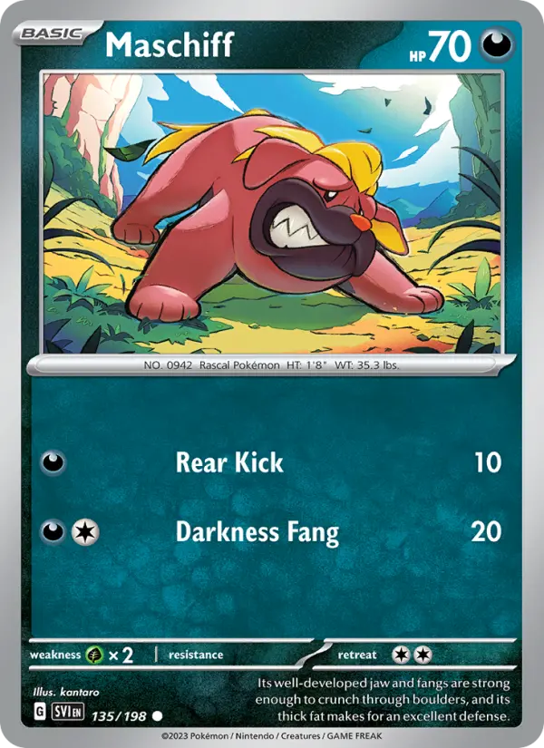 Maschiff Common Pokemon card #135 from Scarlet & Violet