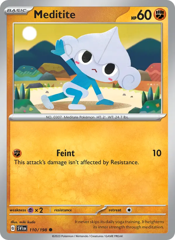 Meditite Common Pokemon card #110 from Scarlet & Violet