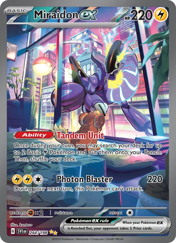 Miraidon ex Special illustration rare Pokemon card #244 from Scarlet & Violet