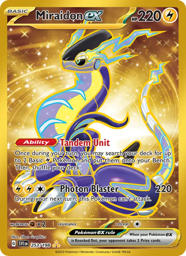 Miraidon ex Hyper rare Pokemon card #253 from Scarlet & Violet
