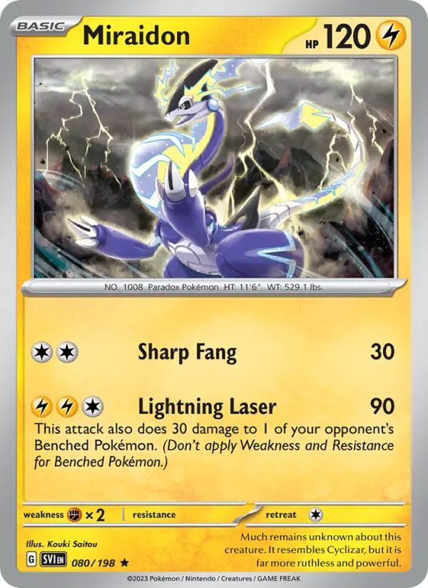 Miraidon Rare Pokemon card #080 from Scarlet & Violet