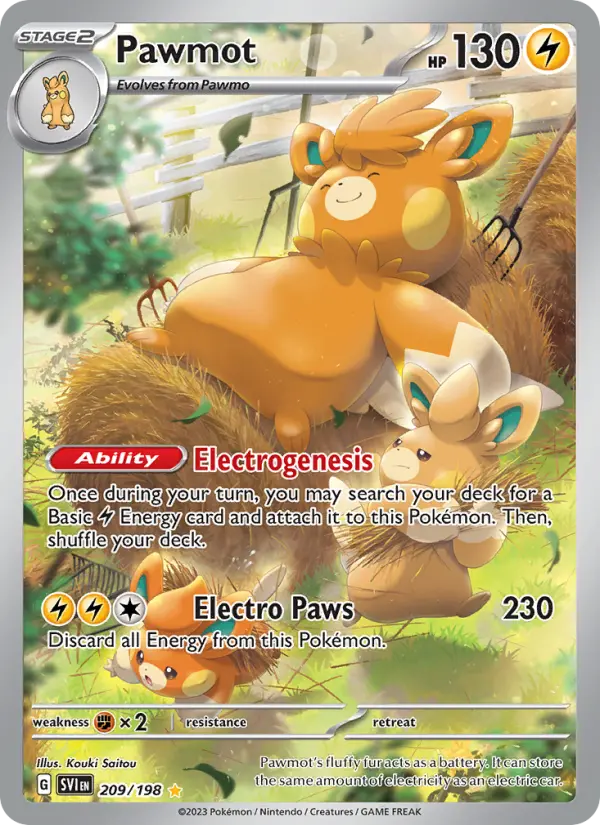Pawmot Illustration rare Pokemon card #209 from Scarlet & Violet