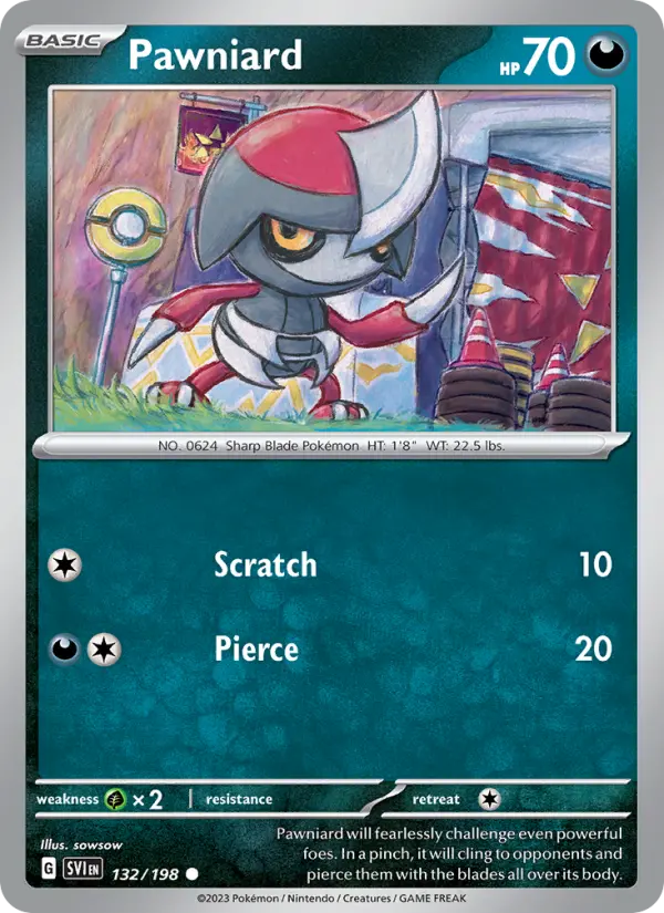 Pawniard Common Pokemon card #132 from Scarlet & Violet