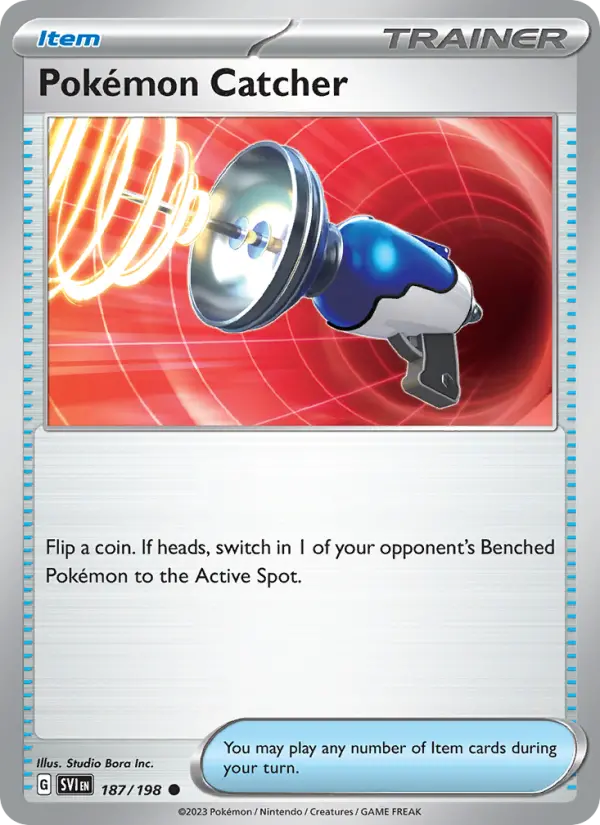 Pokémon Catcher Common Pokemon card #187 from Scarlet & Violet