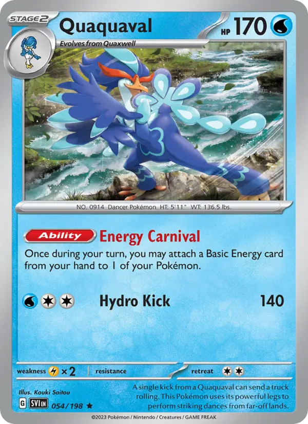 Quaquaval Rare Pokemon card #054 from Scarlet & Violet