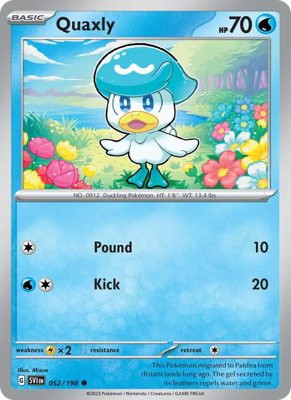 Quaxly Common Pokemon card #052 from Scarlet & Violet