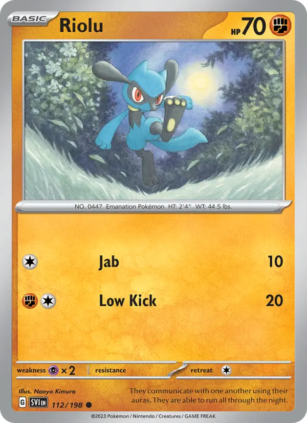 Riolu Common Pokemon card #112 from Scarlet & Violet
