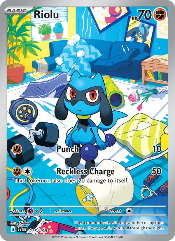 Riolu Illustration rare Pokemon card #215 from Scarlet & Violet