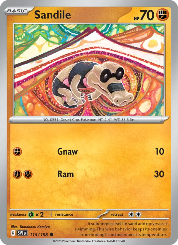 Sandile Common Pokemon card #115 from Scarlet & Violet