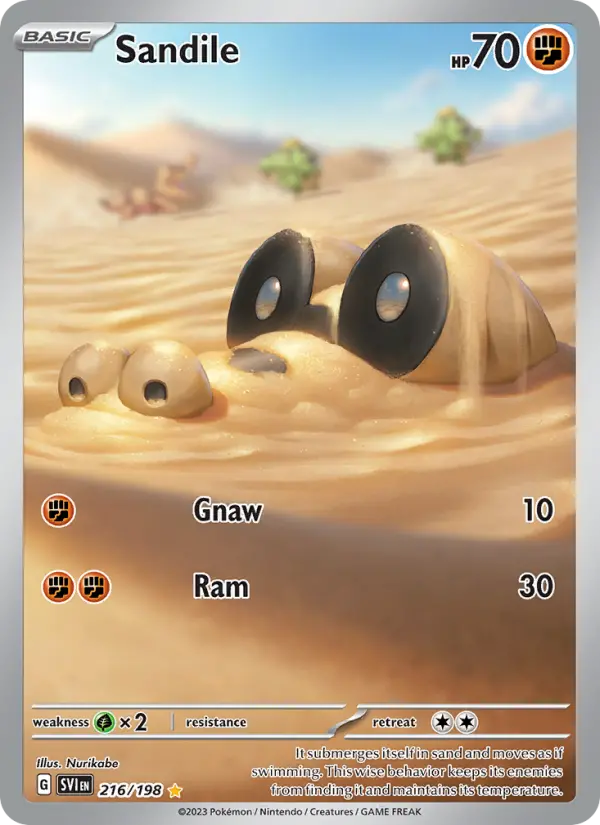 Sandile Illustration rare Pokemon card #216 from Scarlet & Violet