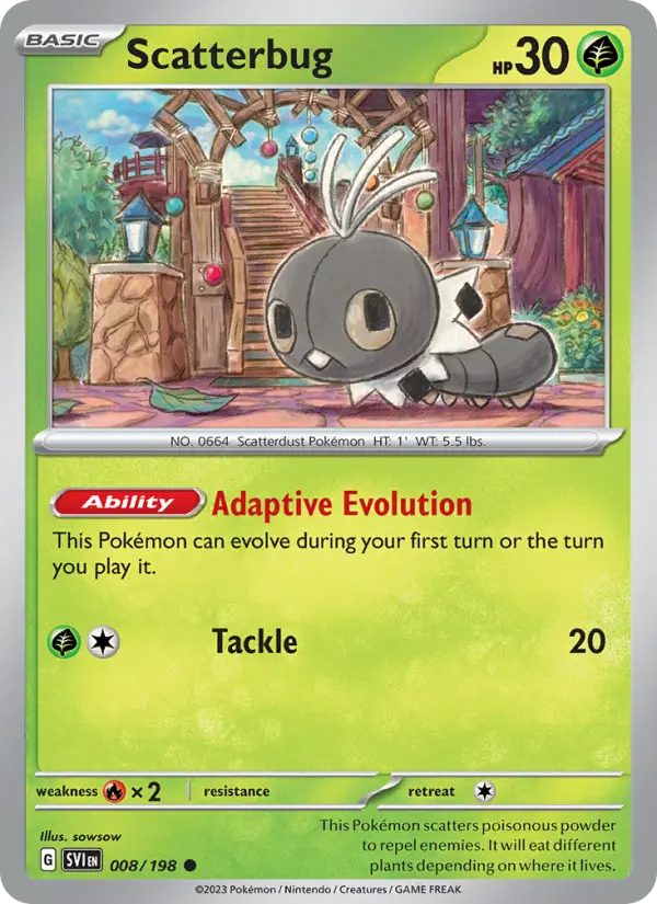 Scatterbug Common Pokemon card #008 from Scarlet & Violet