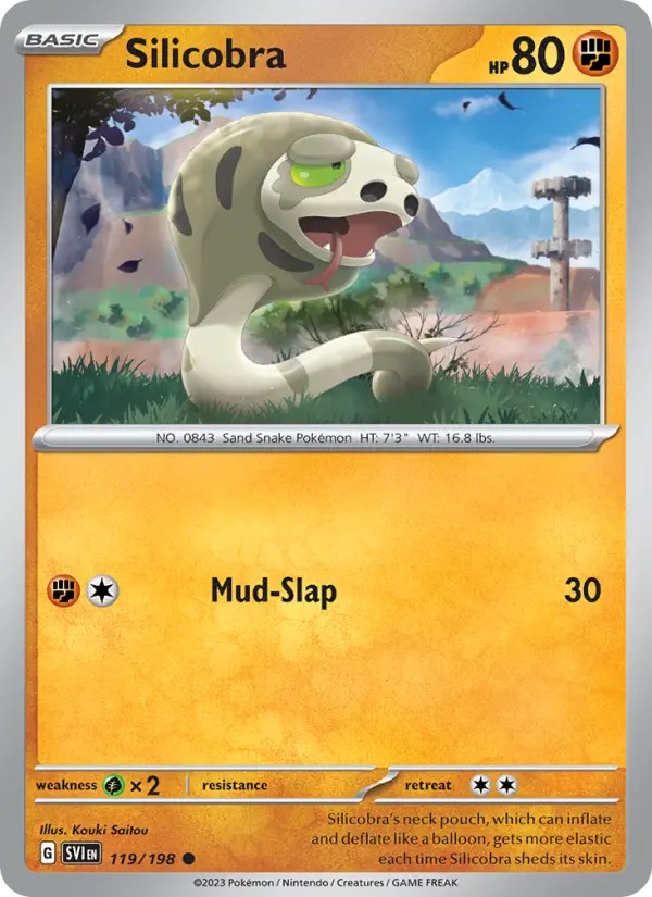 Silicobra Common Pokemon card #119 from Scarlet & Violet