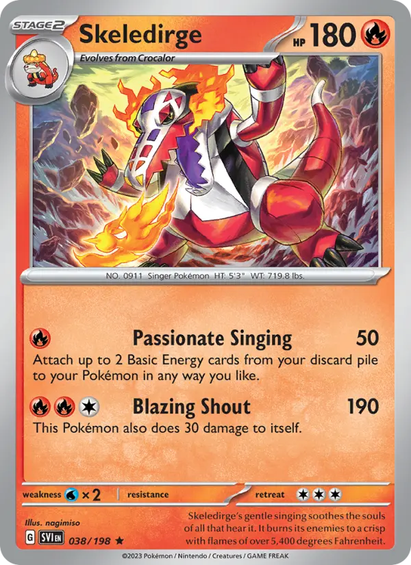 Skeledirge Rare Pokemon card #038 from Scarlet & Violet