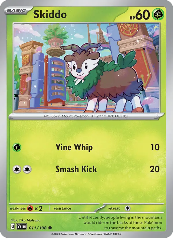 Skiddo Common Pokemon card #011 from Scarlet & Violet