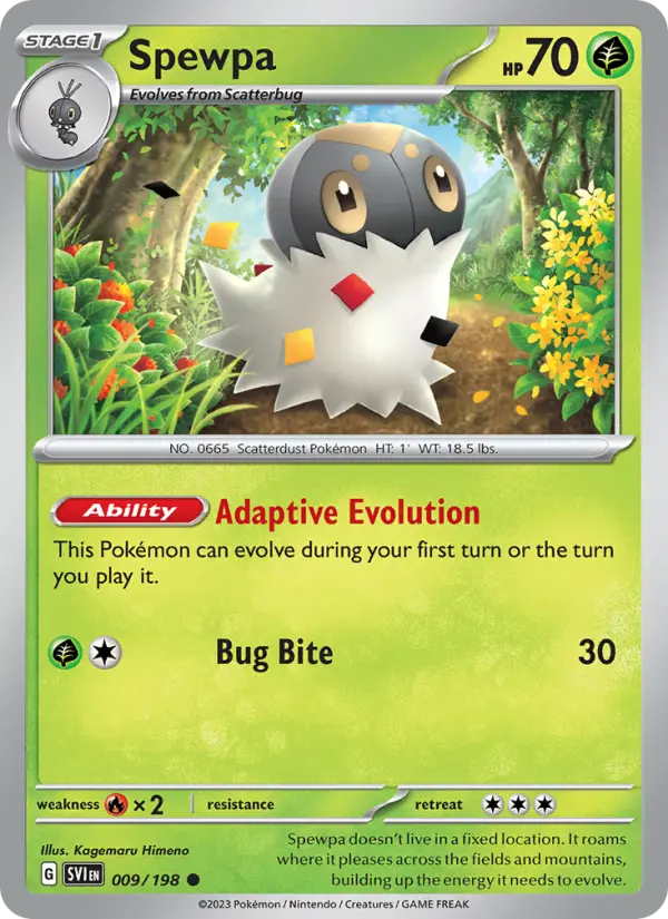 Spewpa Common Pokemon card #009 from Scarlet & Violet