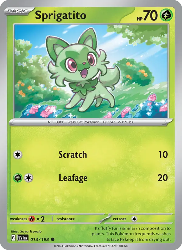 Sprigatito Common Pokemon card #013 from Scarlet & Violet
