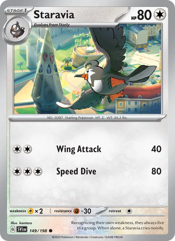 Staravia Common Pokemon card #149 from Scarlet & Violet
