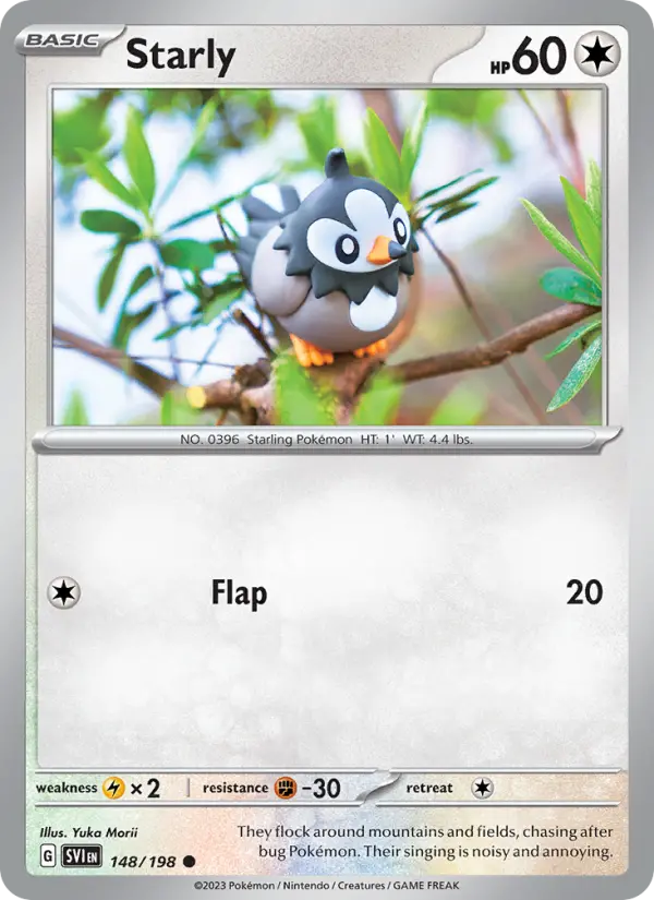 Starly Common Pokemon card #148 from Scarlet & Violet