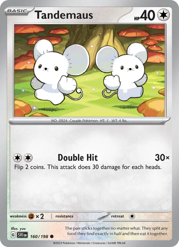 Tandemaus Common Pokemon card #160 from Scarlet & Violet