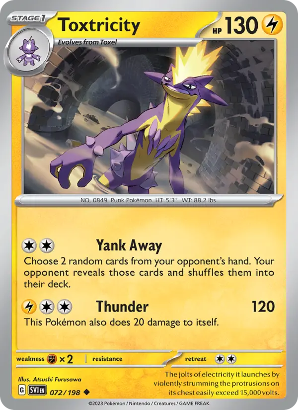 Toxtricity Uncommon Pokemon card #072 from Scarlet & Violet