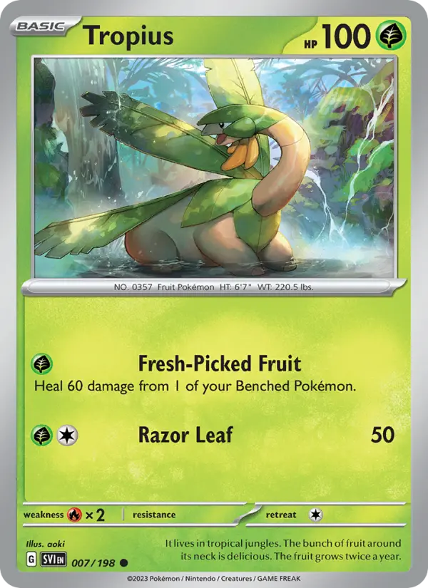 Tropius Common Pokemon card #007 from Scarlet & Violet