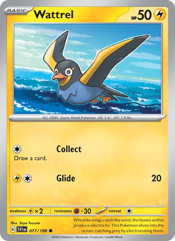 Wattrel Common Pokemon card #077 from Scarlet & Violet