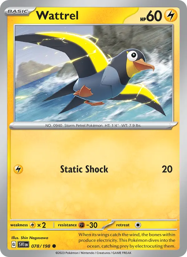 Wattrel Common Pokemon card #078 from Scarlet & Violet