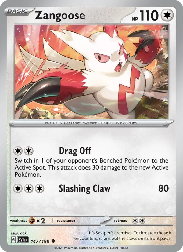 Zangoose Uncommon Pokemon card #147 from Scarlet & Violet
