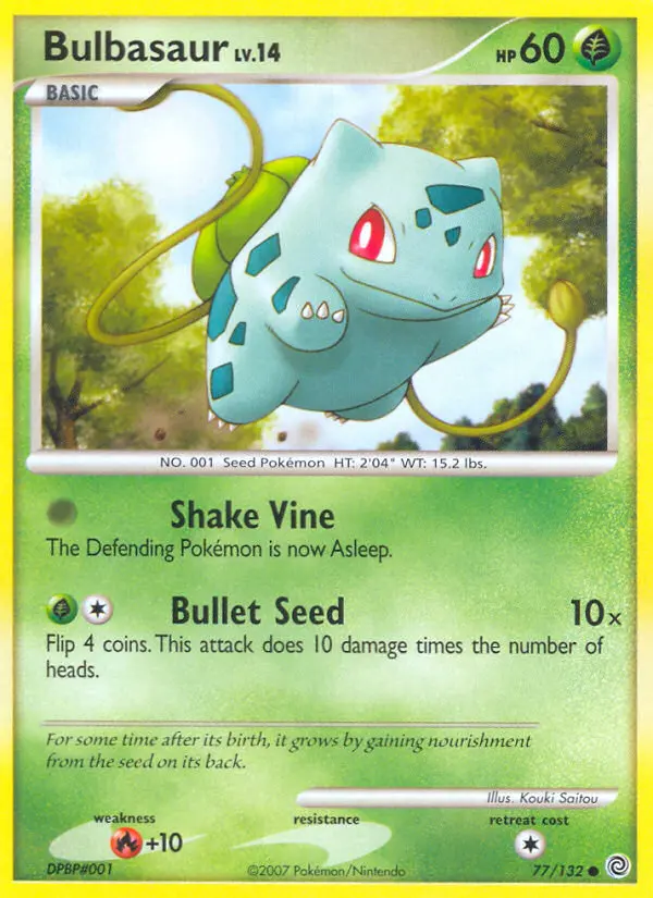 Bulbasaur Common Pokemon card #77 from Secret Wonders