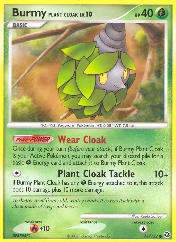 Burmy Plant Cloak Common Pokemon card #78 from Secret Wonders
