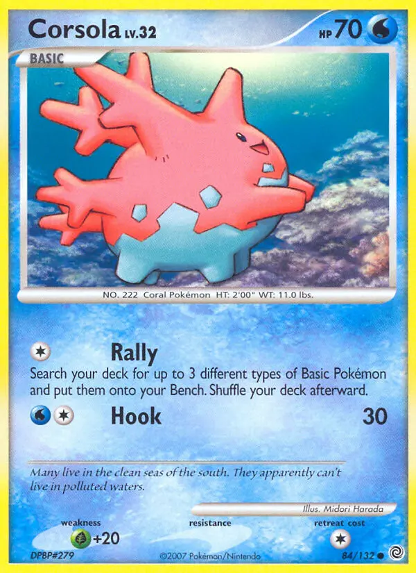 Corsola Common Pokemon card #84 from Secret Wonders