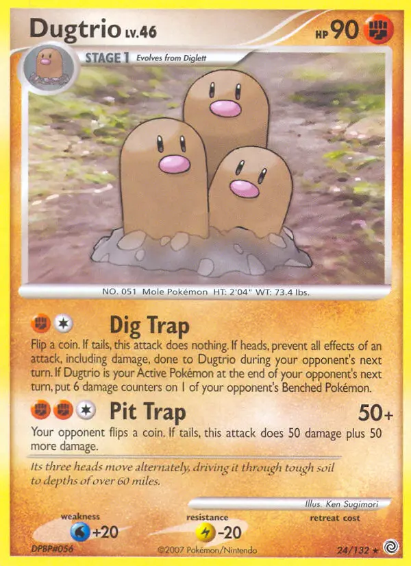 Dugtrio Rare Pokemon card #24 from Secret Wonders