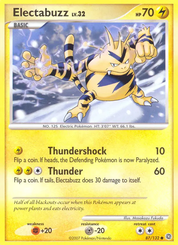 Electabuzz Common Pokemon card #87 from Secret Wonders