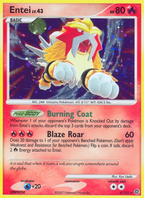 Entei Rare Holo Pokemon card #4 from Secret Wonders