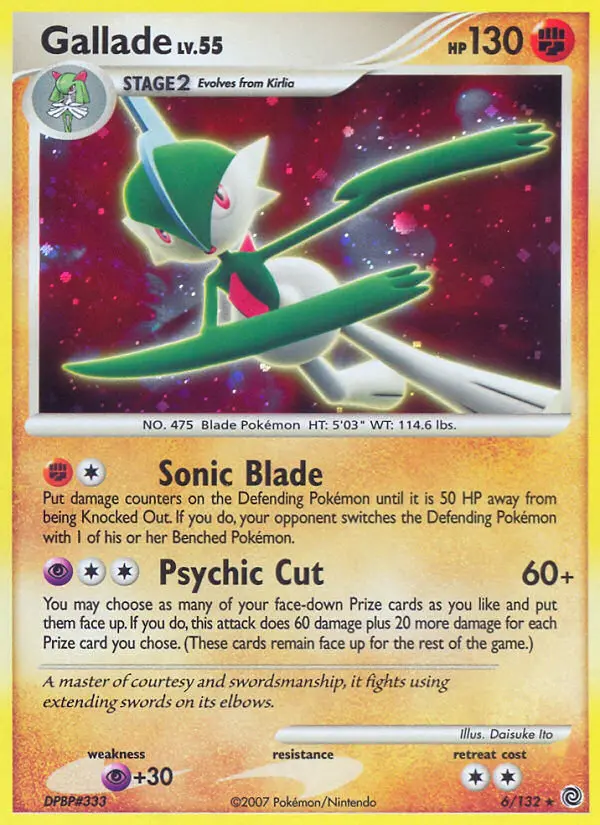 Gallade Rare Holo Pokemon card #6 from Secret Wonders
