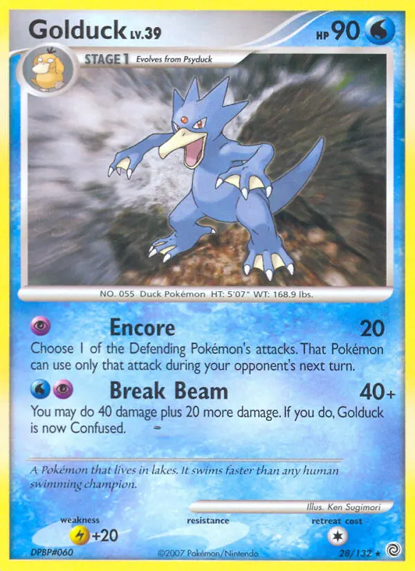 Golduck Rare Pokemon card #28 from Secret Wonders