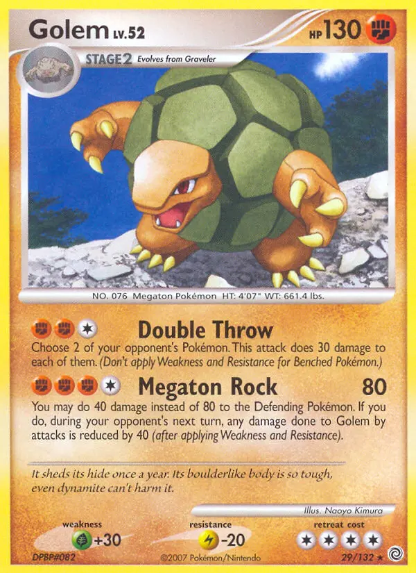 Golem Rare Pokemon card #29 from Secret Wonders