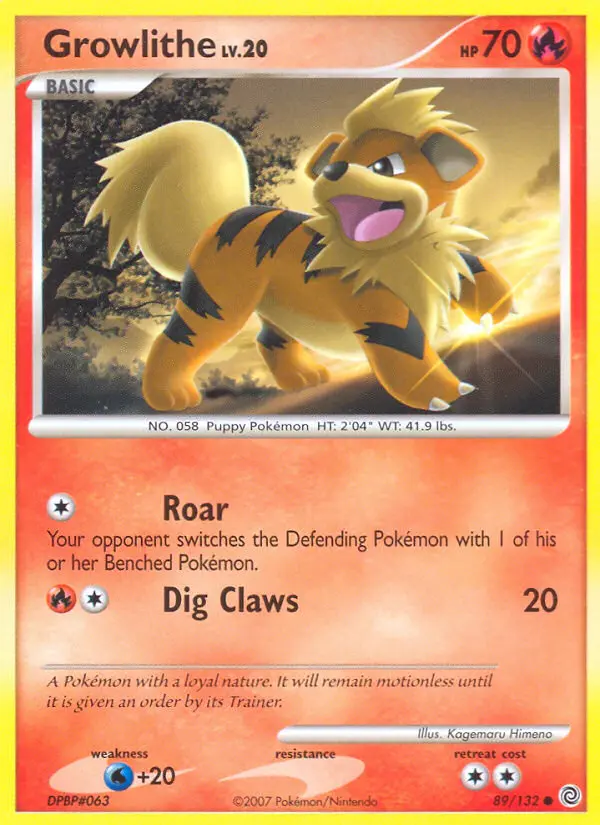 Growlithe Common Pokemon card #89 from Secret Wonders