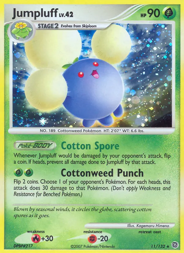 Jumpluff Rare Holo Pokemon card #11 from Secret Wonders