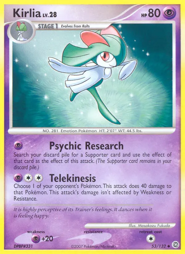 Kirlia Uncommon Pokemon card #53 from Secret Wonders