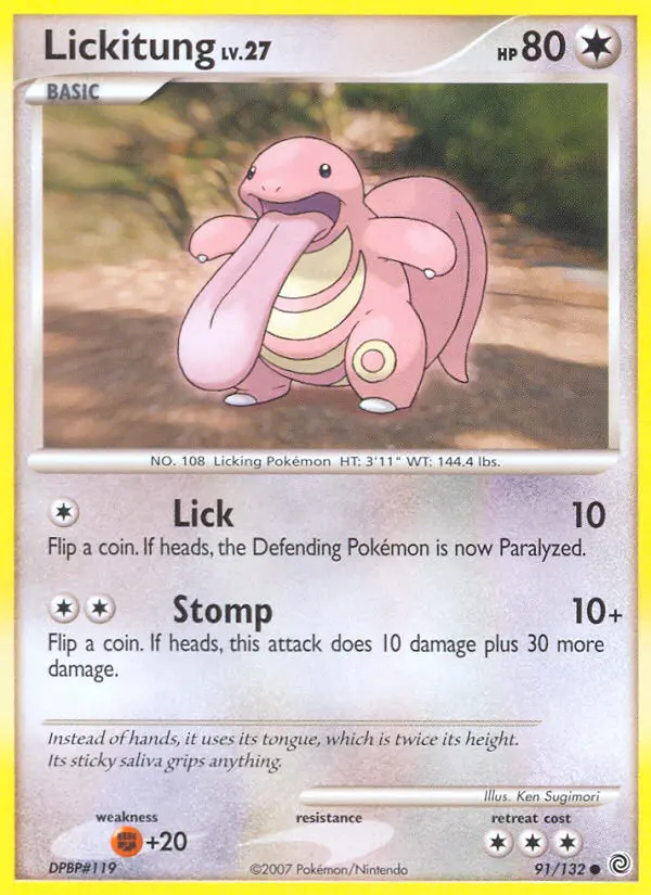 Lickitung Common Pokemon card #91 from Secret Wonders